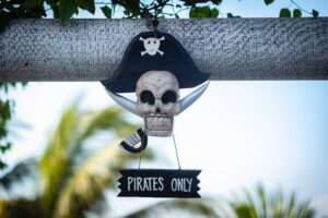 black and white skull hanging decor