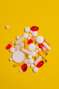 yellow surface and supplement capsule