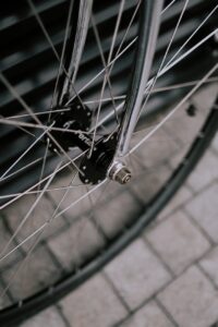 close up photo of a bicycle wheel