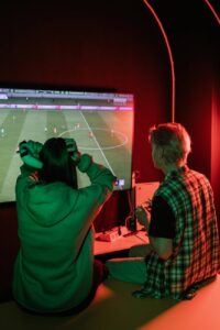 friends playing a video game