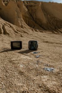 broken television on the ground
