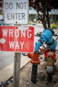 red and white street signs