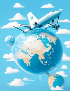 DreamShaper v7 An illustration of a globe with parcels flying 0 1