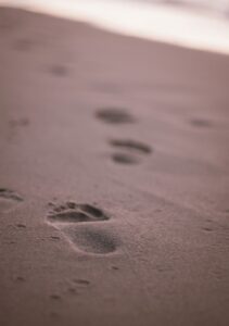 close up photo of footprints on sand