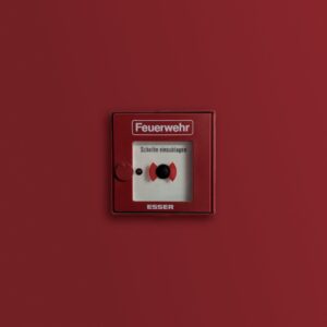 red and white fire alarm