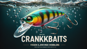 DALL·E 2023 10 08 09.57.16 Photo of a realistic Crankbaits Vissen Lokken Drijvende Wobblers fishing lure prominently displayed against a watery background. The lure should be d 14
