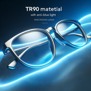 DALL·E 2023 10 17 08.27.34 Render of TR90 material eyeglasses with anti blue light feature designed for prescription lenses and showing its sleek and contemporary style 11