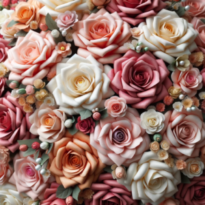 DALL·E 2023 10 18 05.19.48 Photo of artificial silk rose heads arranged beautifully for decoration 3
