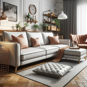 DALL·E 2023 10 23 05.28.47 Waterproof sofa cushion covers in a stylish living room setting 1
