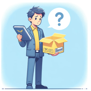 DALL·E 2023 10 28 12.56.09 Illustration of a person holding an empty package with a question mark above their head indicating confusion about a missing order 1