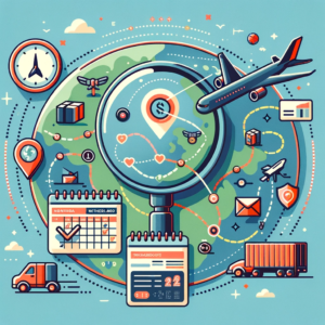 DALL·E 2023 11 09 18.51.06 Create an image that depicts the concept of tracking a package from AliExpress. The image should include a stylized map that traces a packages journe 1 1