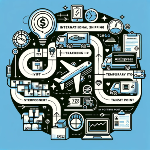 DALL·E 2023 11 16 07.09.20 An informative graphic for a blog post about understanding the process of international shipping specifically focusing on AliExpress packages and Pos 1
