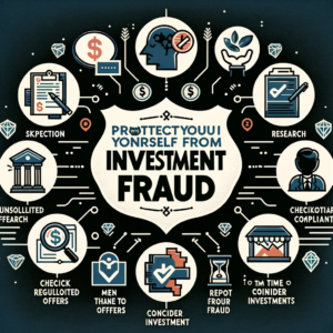 DALL·E 2023 11 17 05.00.48 An informative graphic for a blog post about protecting yourself from investment fraud. The image should include icons or symbols representing skeptic 1