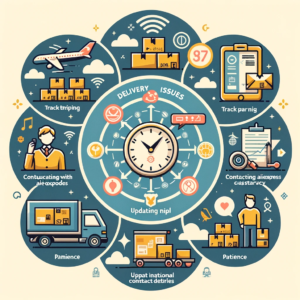 DALL·E 2023 11 17 05.05.24 An informative graphic for a blog post about handling delivery issues with AliExpress orders. The image should include icons or symbols representing t 1