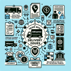 DALL·E 2023 11 17 05.23.03 An informative graphic for a blog post about dealing with delivery issues of AliExpress packages. The image should include icons or symbols representi 1