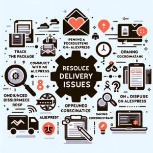 DALL·E 2023 11 17 19.54.13 An informative graphic for a blog post about resolving delivery issues due to incorrect address on AliExpress orders. The image should include icons o 1