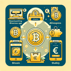 DALL·E 2023 11 19 07.36.09 An informative graphic for a blog post about using Bitcoin to pay on AliExpress via the Revolut app. The image should include symbols representing the 1