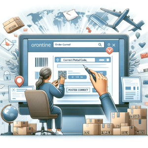 DALL·E 2023 11 23 19.50.07 A detailed and engaging illustration representing the concept of online shopping and order correction. The image shows a computer screen displaying an 1