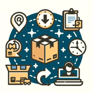 DALL·E 2023 11 25 06.55.20 An informative image depicting online shopping and parcel delivery issues with symbols of a package a return arrow and a customer service icon. The 1