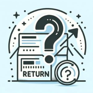 DALL·E 2023 11 25 09.56.59 A clear and informative image showing the concept of online shopping returns featuring a package a return arrow and a question mark over an incompl 1