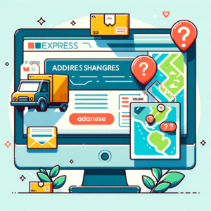 DALL·E 2023 11 26 11.29.26 An informative illustration for a blog about online shopping focusing on address changes and delivery issues. The image should depict a computer scre 1 1