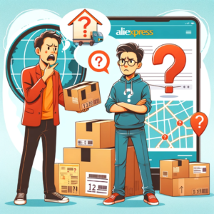 DALL·E 2023 11 26 11.53.22 An illustration for a blog post about dealing with incorrectly delivered packages from Chinese online stores. The image should include a confused cust 1
