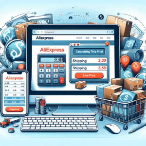 DALL·E 2023 12 04 05.40.58 A conceptual image for a blog post about online shopping on AliExpress focusing on calculating total prices including shipping for multiple items. Th 1