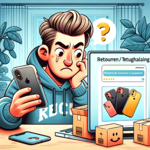 DALL·E 2023 12 05 08.31.05 An image illustrating an online shopping scenario where a customer receives the wrong order. The scene shows a person looking at their phone with a co 1