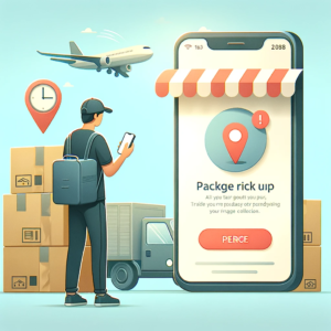 DALL·E 2023 12 21 05.05.59 An illustration showing a person checking a package tracking app on their phone with a notification about a package ready for pickup at a collection 1
