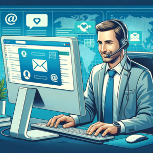 DALL·E 2023 12 21 06.31.02 A digital illustration representing an anonymous customer service interaction. The image shows a friendly and professional customer support representa 1