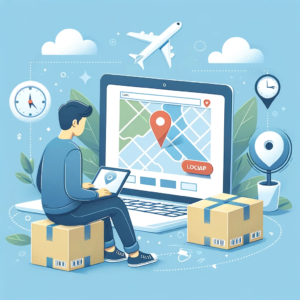DALL·E 2023 12 21 07.02.05 An illustration depicting a person looking at a laptop screen showing a package tracking website with a map and a location pin. The image represents 1