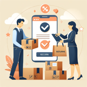 DALL·E 2023 12 28 20.15.02 An image depicting a shopper successfully navigating the return or exchange of an incorrect order from an online store like AliExpress. The image shou 1
