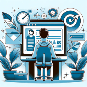 DALL·E 2023 12 29 07.58.03 Een illustratie van een persoon die voor een computer zit met een open webpagina van Varilo op het scherm. De persoon lijkt bezig met het invullen va 1