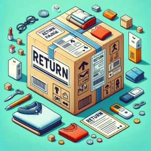 DALL·E 2024 01 06 21.54.34 An image depicting a neatly organized return package with different return labels and clothing items ready to be sent back. The image should convey t 1