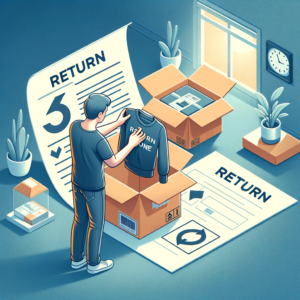 DALL·E 2024 01 10 18.36.58 An image representing the process of returning an online order. It should depict a person packing a product back into its original box with a return 1