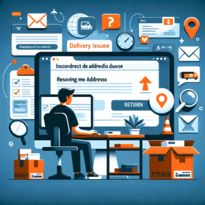 DALL·E 2024 01 21 04.57.01 An image illustrating the process of resolving a delivery issue due to an incorrect address entered on AliExpress. The scene should show a person look 1