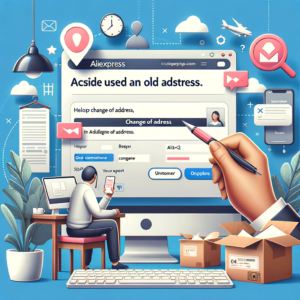 DALL·E 2024 01 21 19.50.07 An informative and helpful scene illustrating the situation of a customer who has accidentally used an old address for an AliExpress order and is seek 1
