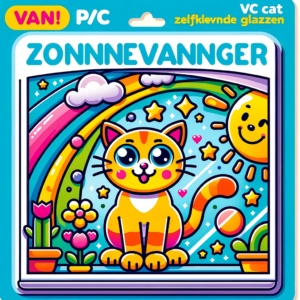 DALL·E 2024 01 25 07.53.28 Create a captivating image showcasing the Zonnevanger PVC Zelfklevende Glazen Raamstickers Cat Mot Energie Suncatcher Behang Regenboog Prisma Sticker 1