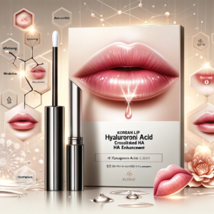 DALL·E 2024 01 27 17.04.17 An illustration showing the Korean Lip Hyaluronic Acid Crosslinked HA Enhancement Makeup product in a luxurious and appealing setting. The image featu 1