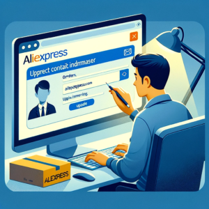 DALL·E 2024 02 01 05.11.35 An image depicting a person at their computer updating their email address on the AliExpress website. The scene should illustrate the importance of u 1