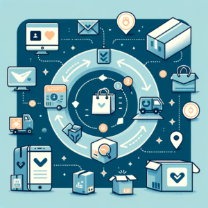 DALL·E 2024 02 01 18.25.57 Een illustratie die het proces van het retourneren van een product bij een online winkel weergeeft. De afbeelding toont een symbolische voorstelling v 1