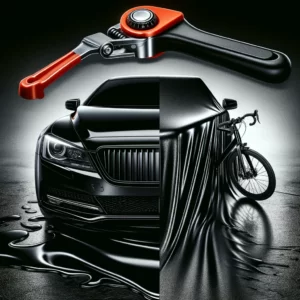 DALL·E 2024 02 06 05.52.16 An image showcasing the transformation possible with Piano Black Glossy Vinyl Wrap highlighting its sleek and reflective high gloss finish. The visua 1