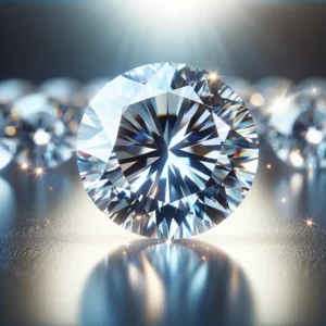 DALL·E 2024 02 06 07.09.41 A sparkling and luxurious Moissanite diamond with VVS1 clarity and D color grade beautifully presented against a refined and elegant background. The 1