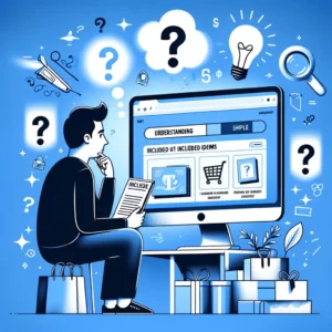 DALL·E 2024 02 06 18.42.24 An illustration capturing the theme of patience and understanding in online shopping. The image features a shopper looking at a computer screen where 1