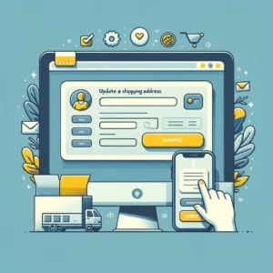 DALL·E 2024 02 10 16.58.38 Create an image that visually represents the process of updating a shipping address on an online shopping platform like AliExpress. The image should f 1