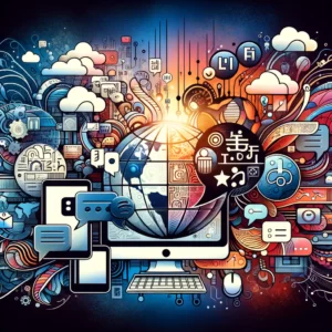 DALL·E 2024 02 11 13.02.30 An illustration that visually represents the concept of overcoming language barriers and enhancing communication in online shopping. The image should 1