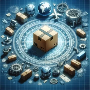 DALL·E 2024 02 11 17.08.47 An illustration that symbolically represents the concept of lost or misdirected packages in international shipping with a focus on the challenges and 1