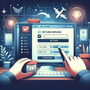 DALL·E 2024 02 12 04.59.33 An illustration showcasing the process of initiating a return or refund request on an online shopping platform with a focus on the customers interac 1