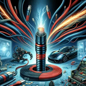 DALL·E 2024 02 16 06.32.08 A vibrant detailed illustration that captures the essence of high quality flexible silicone cables in action. Visualize a dynamic scene where these 1