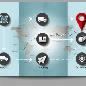 DALL·E 2024 02 20 05.01.59 A graphic illustrating the journey of a package from shipment to delivery with icons representing key steps such as shipping tracking and return. T 1